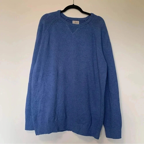 L.L. Bean blue  cotton cashmere blend sweater - Picture 1 of 4